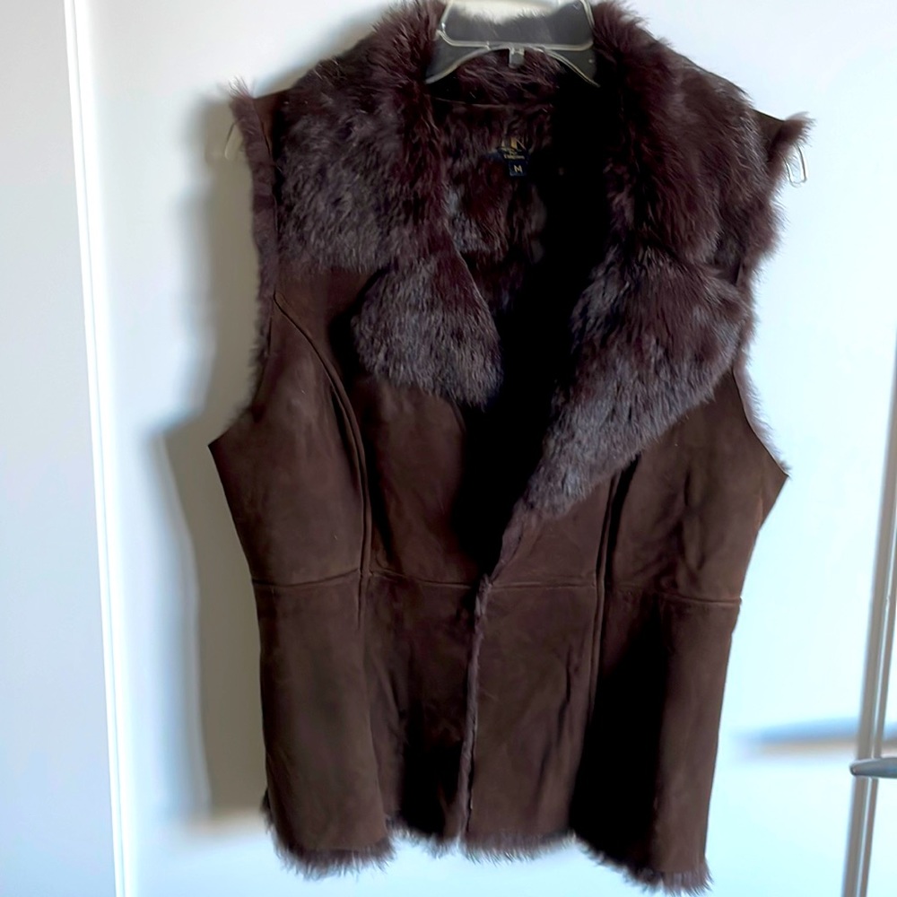 Genuine suede and fur lined vest